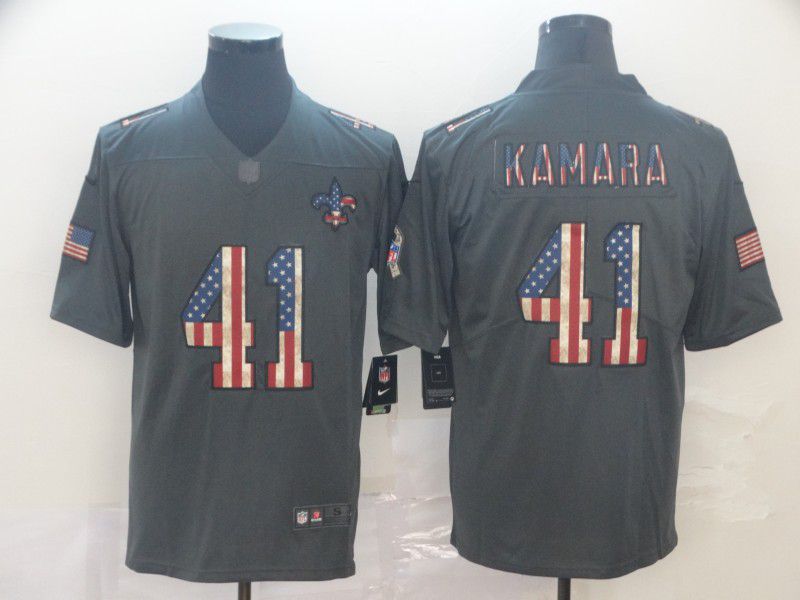 Men New Orleans Saints #41 Kamara Carbon Black Retro USA flag Nike NFL Jerseys